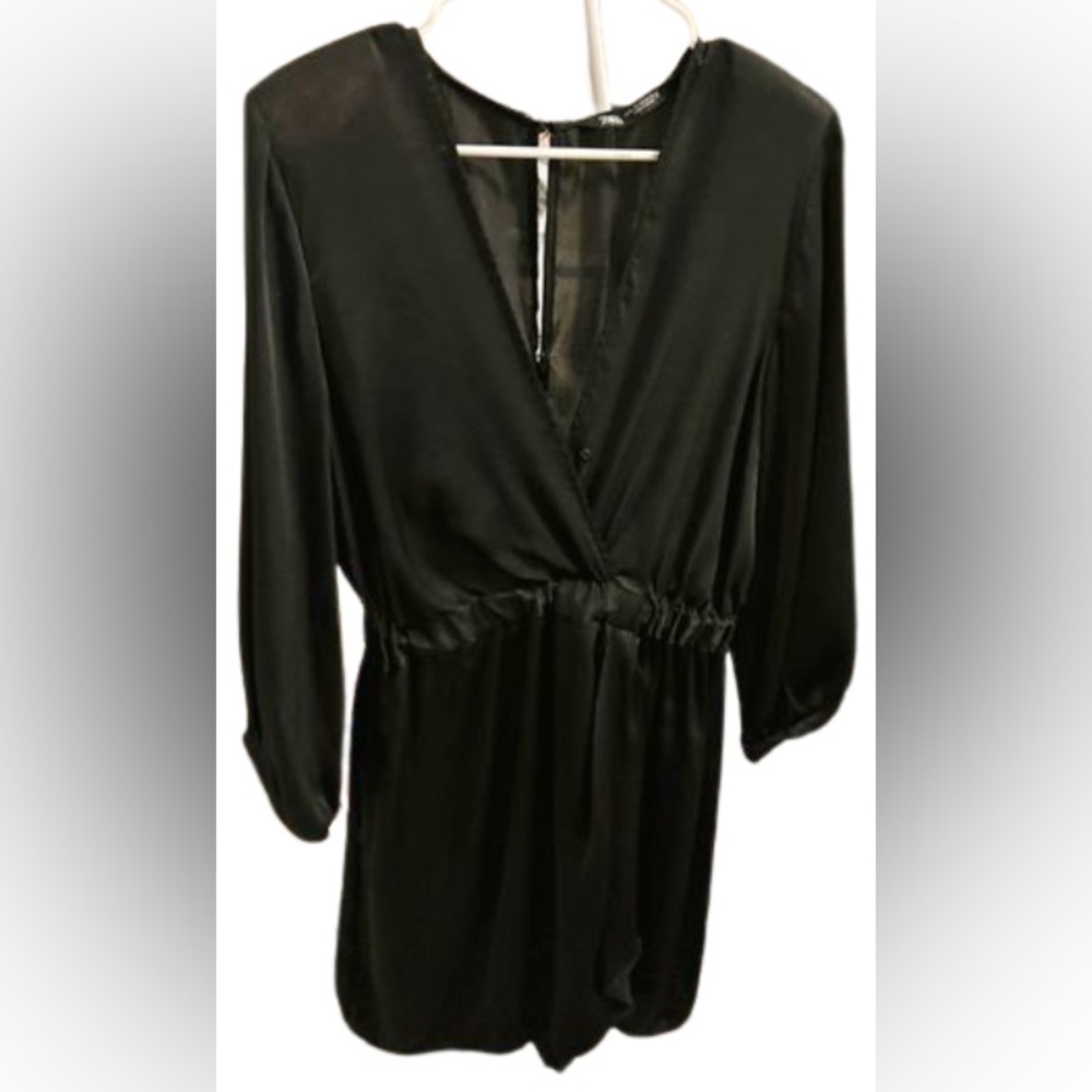 Zara Black Satin Jumpsuit